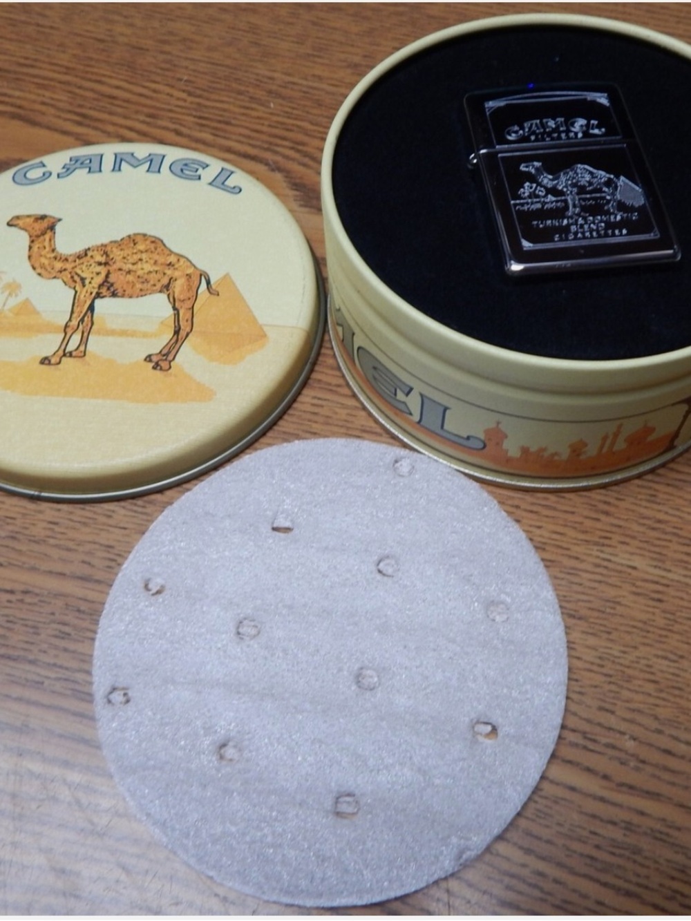 Zippo Camel Branded Yellow Round Tin Gift Box with Camel Design